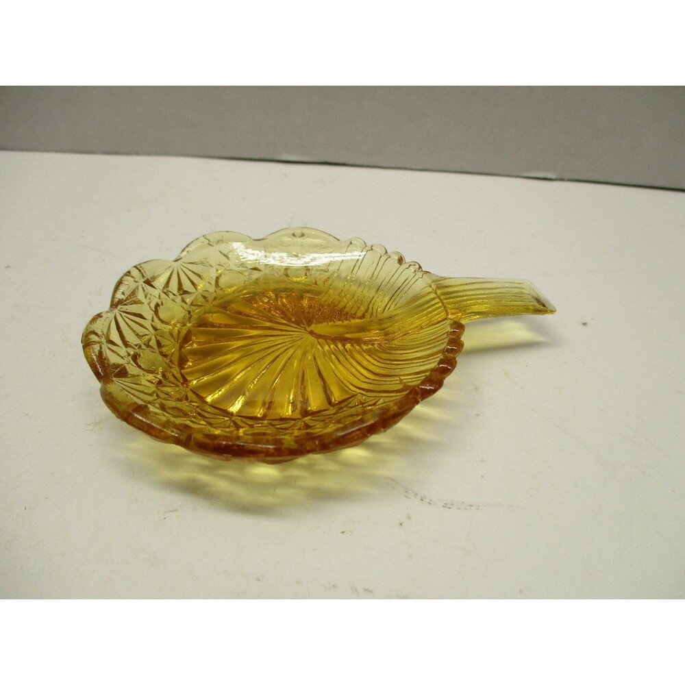 Wright Glass Small Trinket Dish, Serving Plate, Ashtray Honey Amber Glass